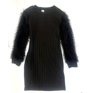 SHEIN Black Fuzzy Sleeve Dress